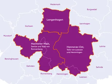 Karte der Umstellungsgebiete